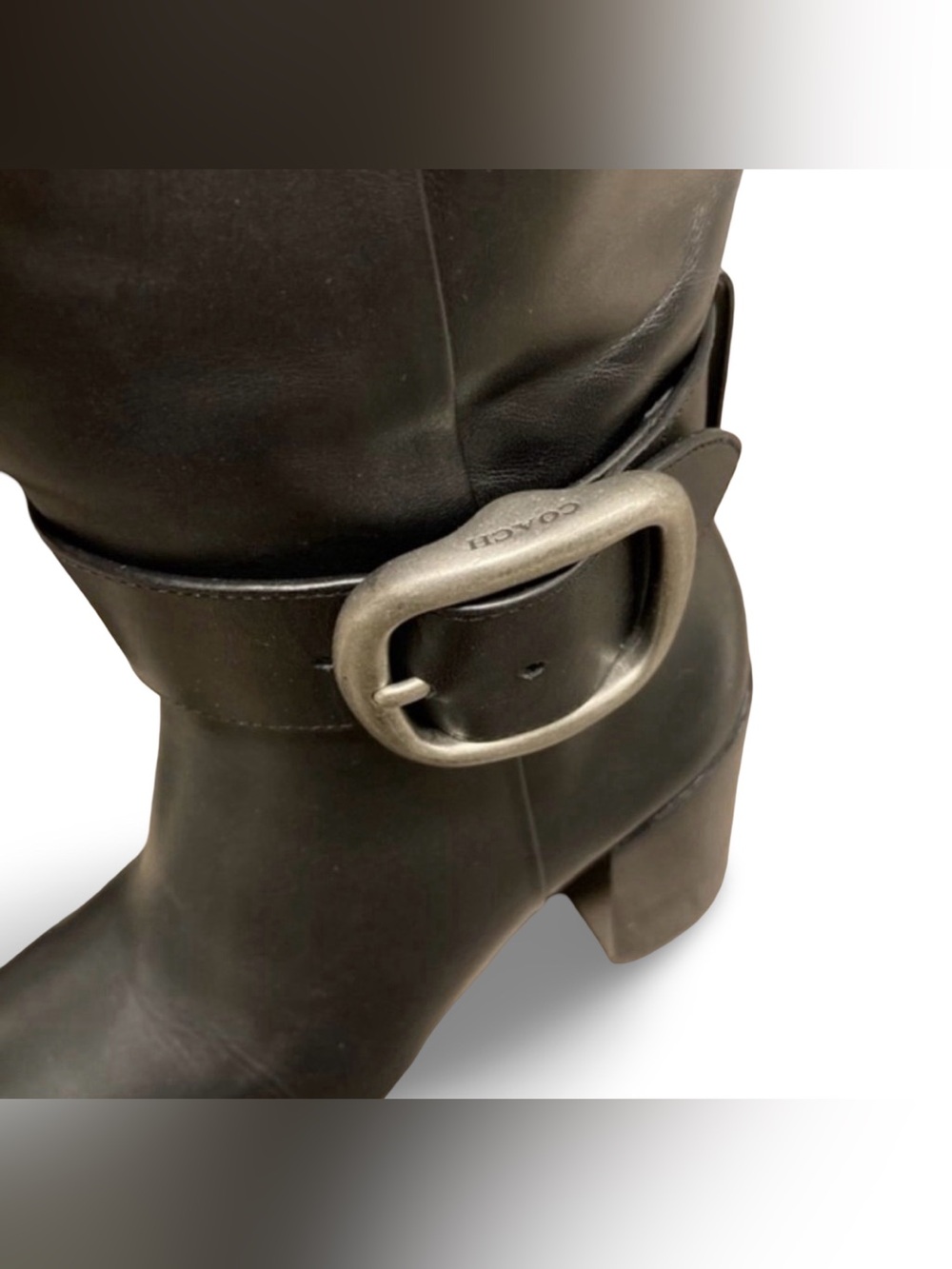 Coach Soho Buckle Leather Knee High Boots Evelyn Buckle Boots Black | G4435 - Picture 13 of 16